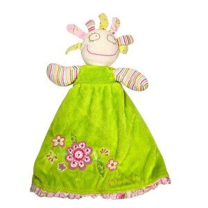 Maison Chic Plush Baby Lovey Security Blanket Doll Embroidered Pink Green Girl